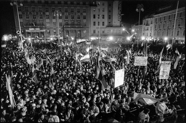 Zagreb: Svečano otkrivanje spomenika banu Josipu Jelačiću na istoimenom trgu, 15.10.1990.