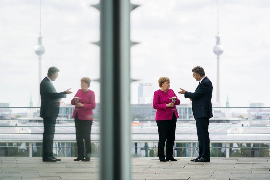 Croatian MP Plenkovic at Merkel