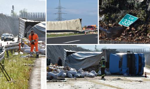 Kaos na A1: Probio je ogradu i prevrnuo se, vozač je ozlijeđen