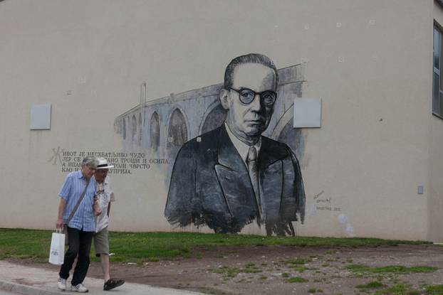 BOSNIA AND HERZEGOVINA / Visegrad / Graffiti of Yugoslav writer Ivo Andri, Nobel prize winning author in Visegrad.
Â© Jasmin Brutus / Anzenberger