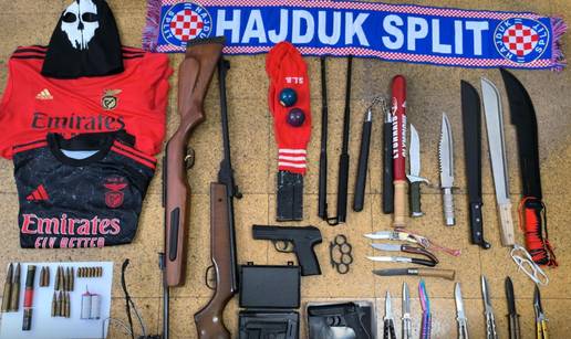 Što je portugalska policija uzela huliganima: Samostrel, mačete, noževi, streljivo i - šal Hajduka