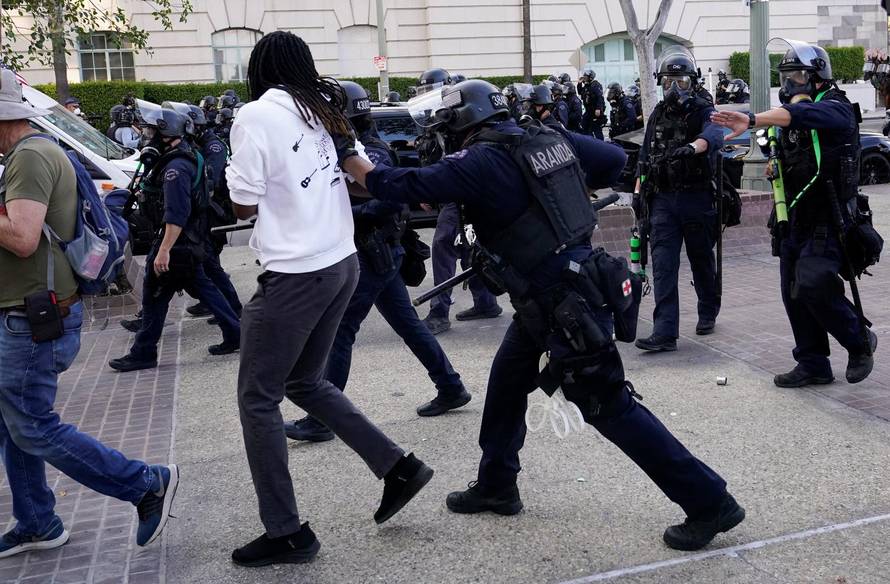 Protest against federal immigration sweeps, in Los Angeles