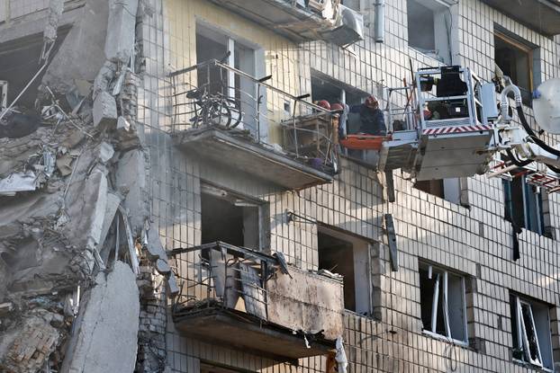 Aftermath of Russian drone and missile attacks in Kyiv