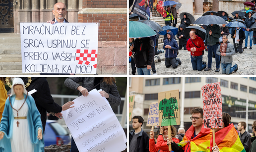 VIDEO Muškarci klečali i molili za čednost na Trgu. Dočekale ih žene:  'Svoga tijela gospodarice'