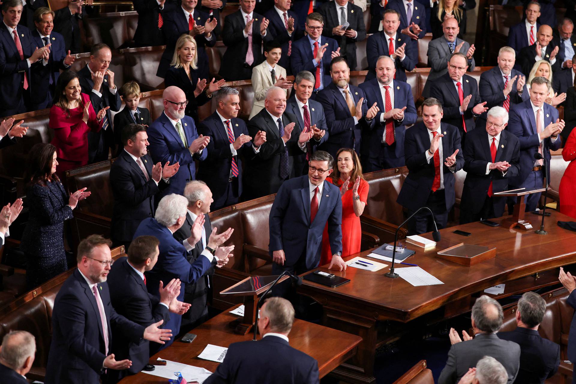 U.S. representatives gather to vote for their new Speaker of the House on the first day of the new Congress at the U.S. Capitol in Washington