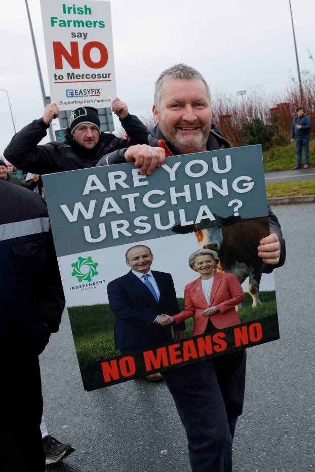 Irish farmers protest against Mercosur trade deal, in Athlone