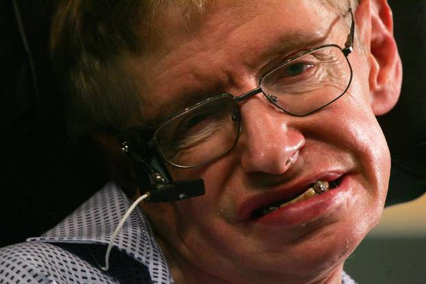 FILE PHOTO: Stephen Hawking attends a news conference at the Hong Kong University of Science and Technology