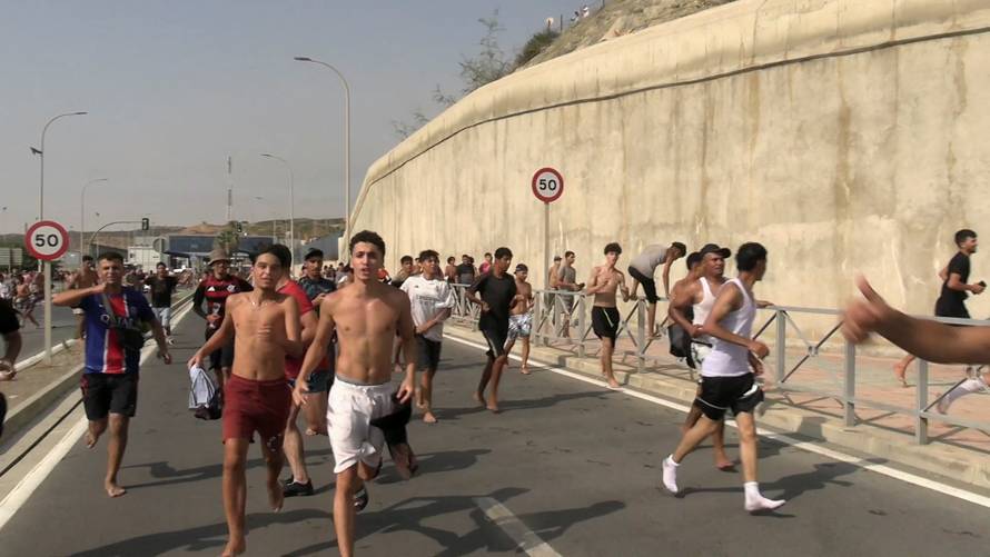 Migrants cross on foot into North African enclave of Ceuta from Morocco