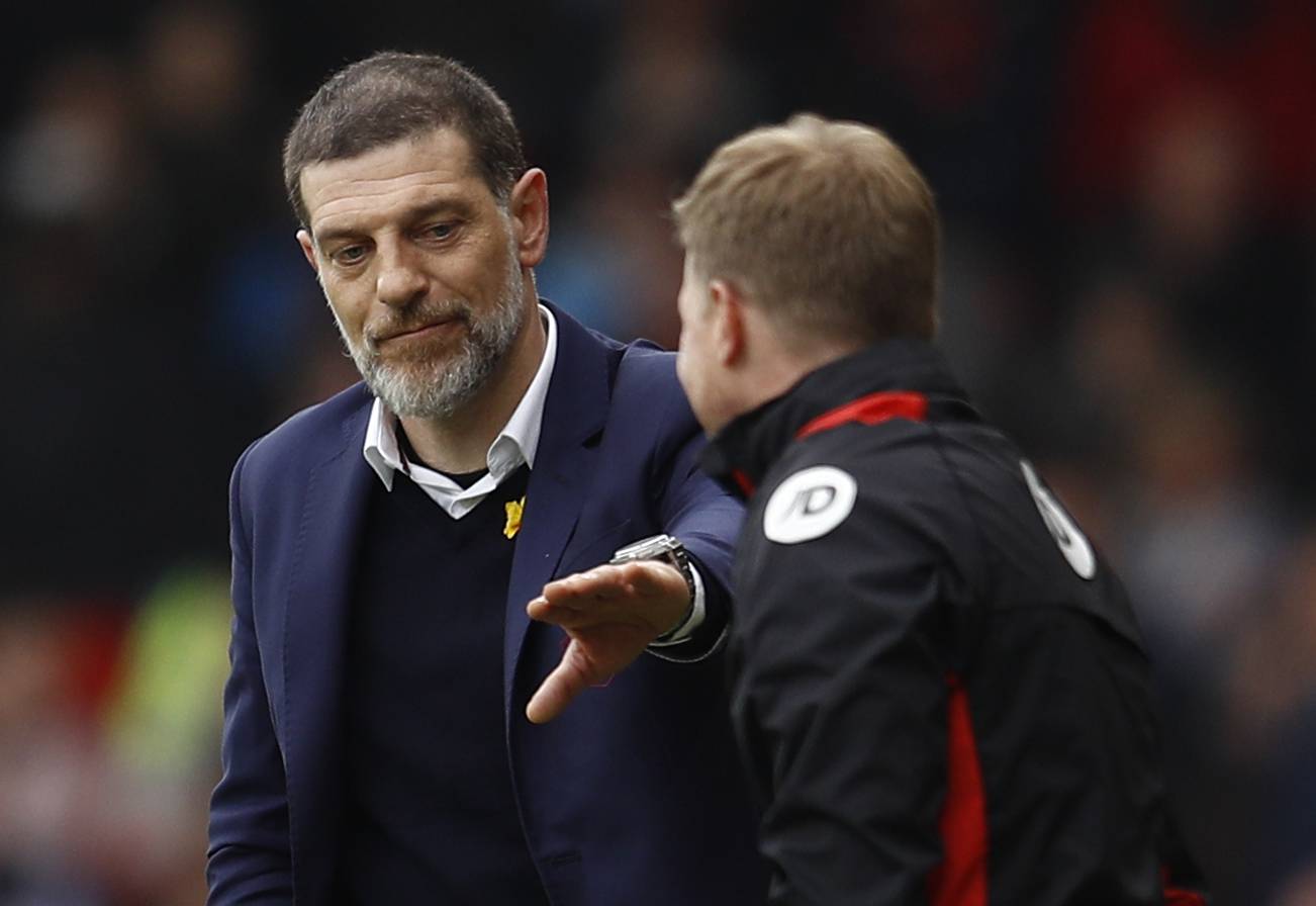 Bournemouth manager Eddie Howe and West Ham United manager Slaven Bilic