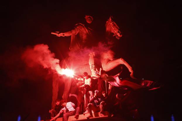 Serie A - Napoli fans celebrate winning Serie A