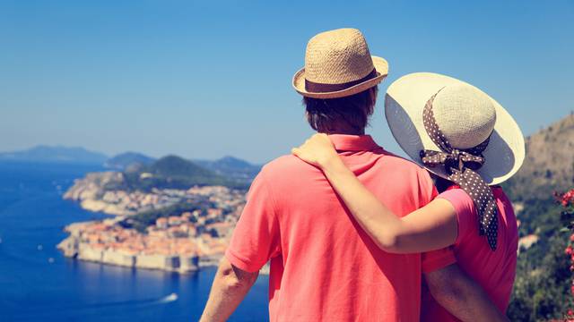 happy couple on vacation in Dubrovnik, Croatia