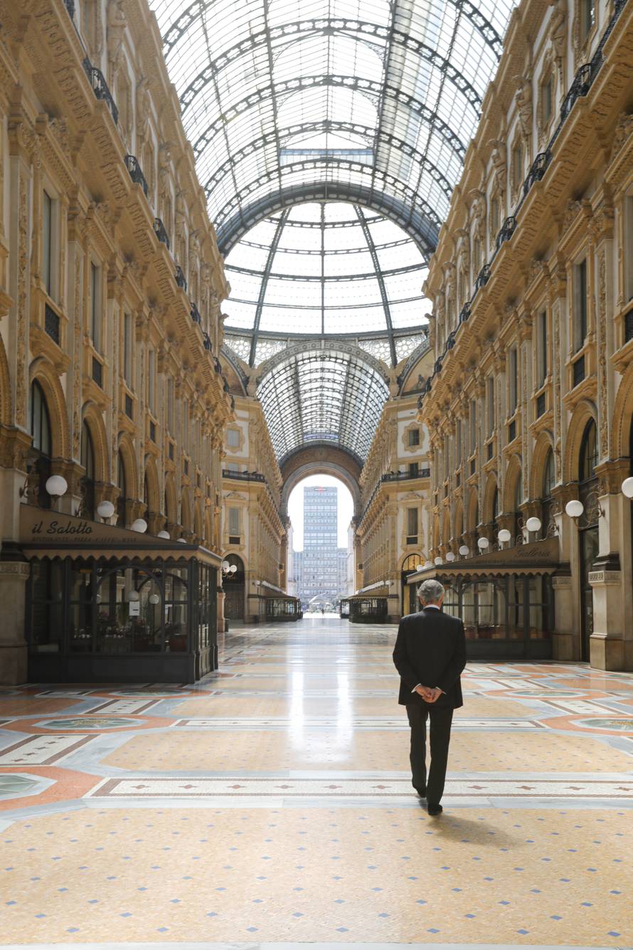 Italian opera singer Andrea Bocelli participates in ''Music for hope'' event at an empty Duomo Cathedral in Milan