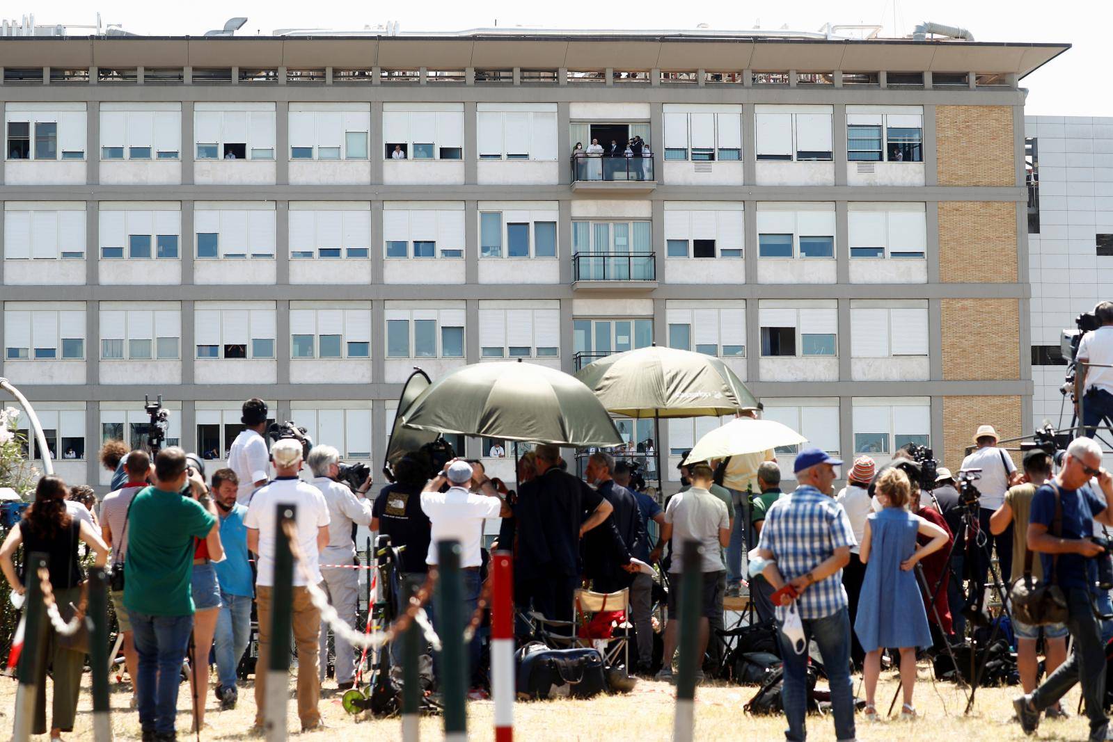 Pope Francis leads the Angelus prayer from Gemelli hospital in Rome