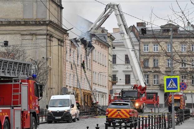 Aftermath of a Russian drone attack in Lviv