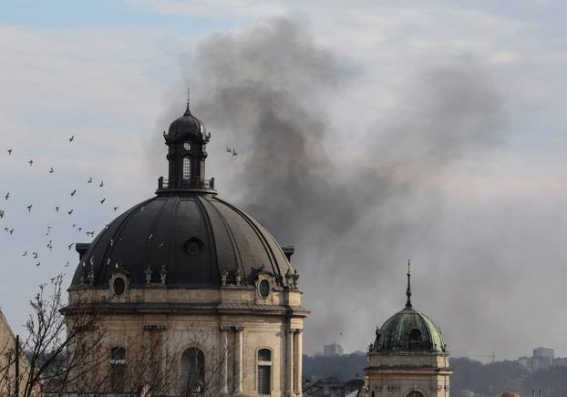 Russian drone strike in in Lviv