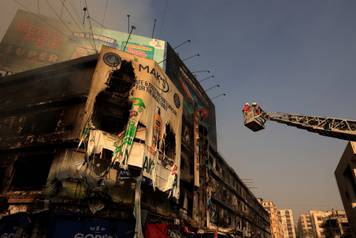 Aftermath of fire in a shopping mall in Karachi