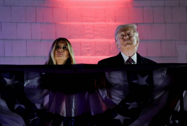 U.S. President-elect Donald Trump views fireworks at Trump National Golf Club Washington DC in Sterling