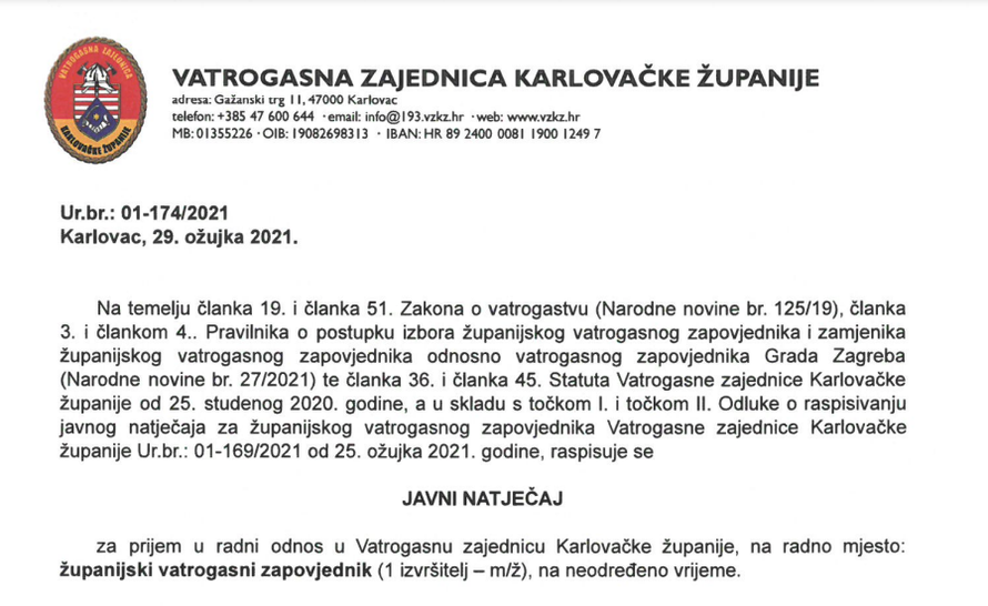 Novi ravnatelj vatrogasne škole dao ostavku nakon manje od tri tjedna, želi nazad u Karlovac