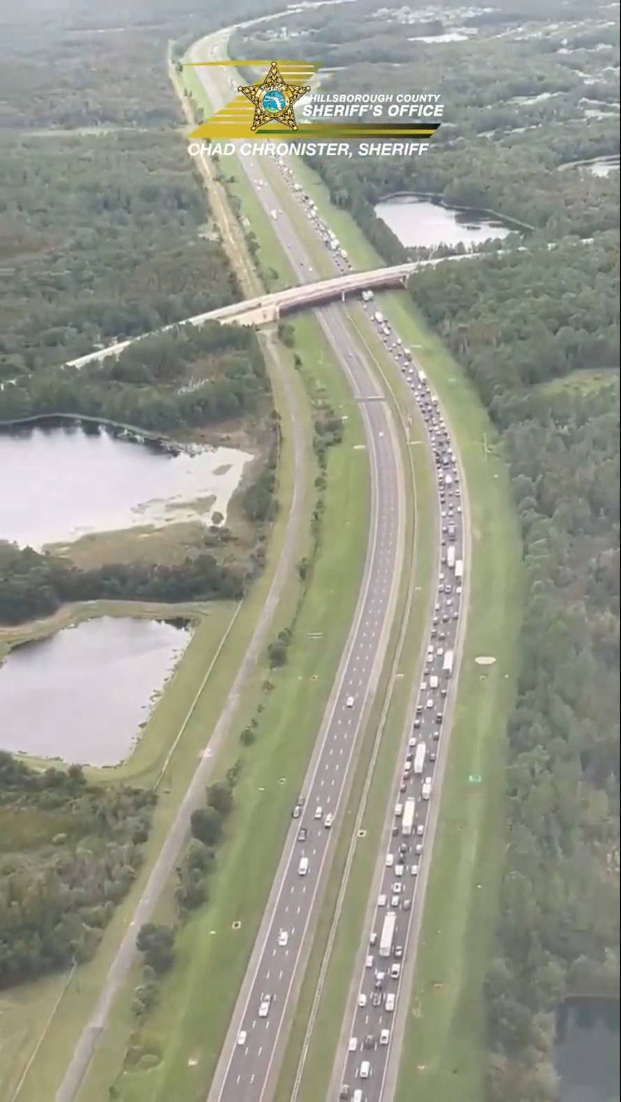 Traffic backs up on Florida highways as residents evacuate ahead of hurricane Milton's arrival to Florida, near Tampa