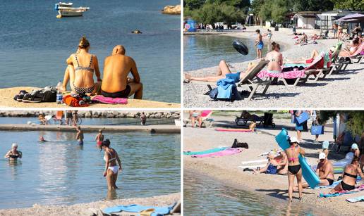 FOTO U Vodicama je jesen samo u kalendaru: Turisti na plažama upijaju sunce i uživaju u moru