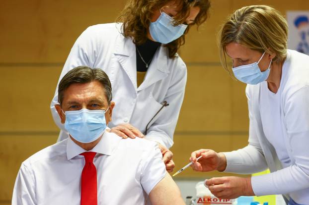 Slovenian political heads receive the AstraZeneca COVID-19 vaccine, in Ljubljana