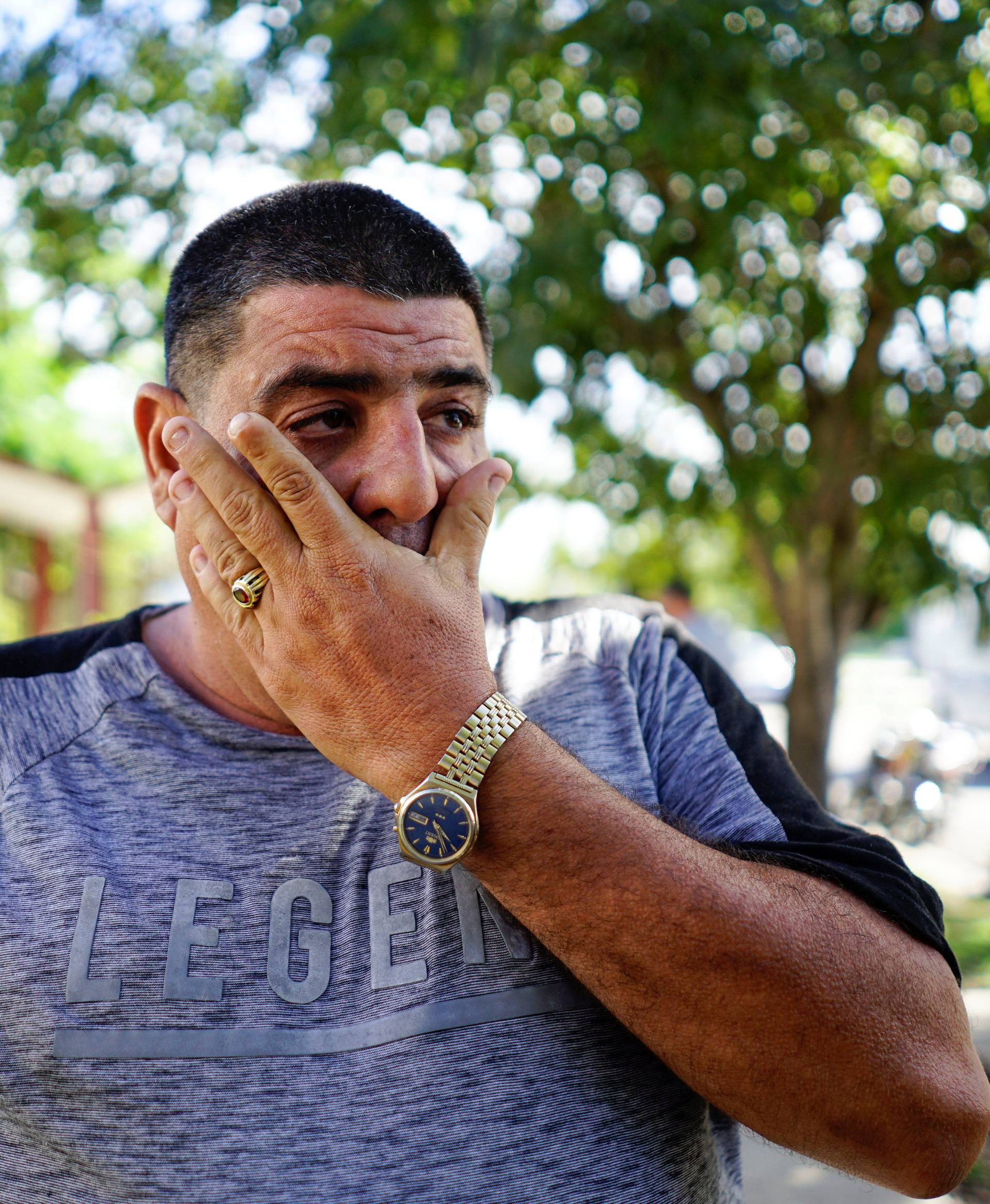 Ignacio Vicente, 46, who lost a cousin at the Boeing 737 plane that crashed after taking off from Havana's main airport yesterday, reacts as he leaves the Legal Medical Institute in Havana