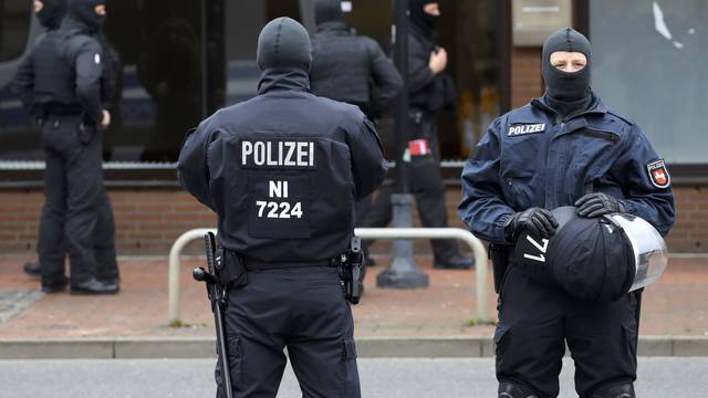 German special police forces outside a muslim prayer room in Hildesheim