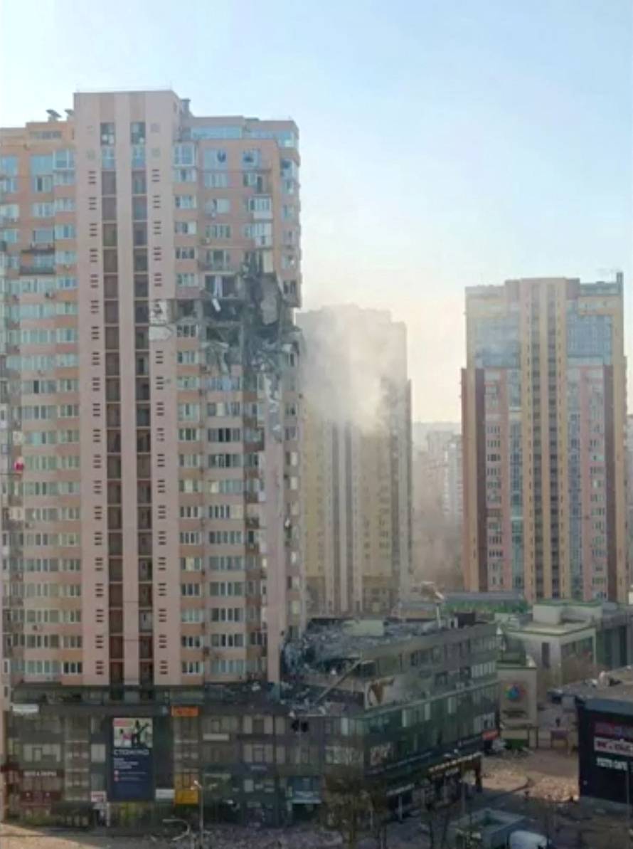 Residential building shelled in Kyiv