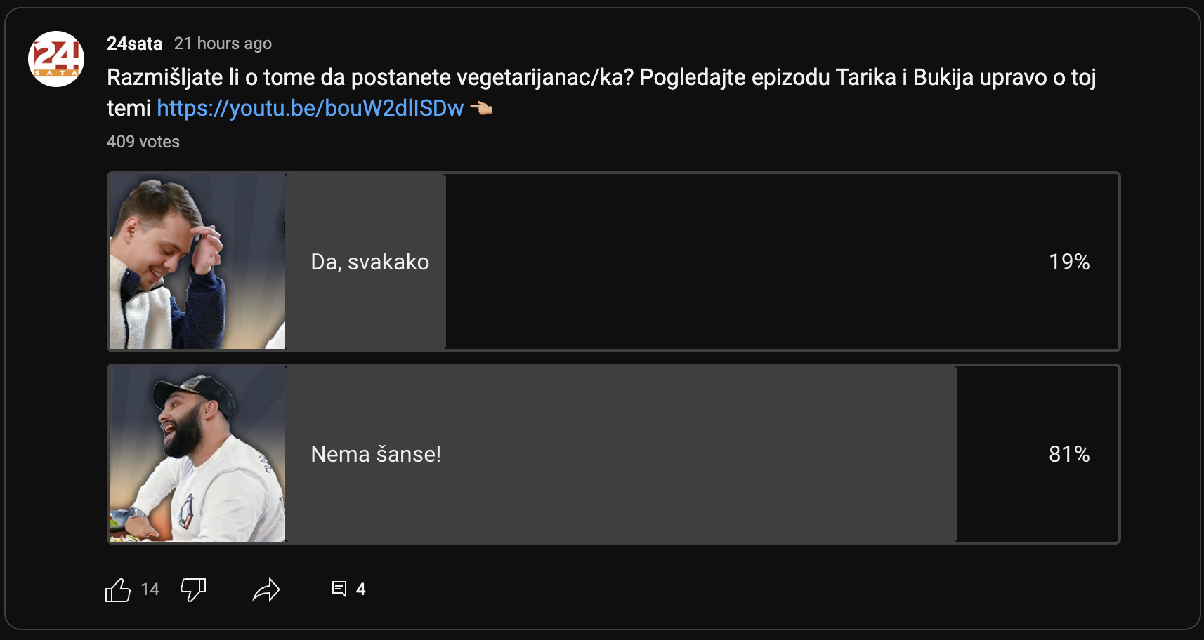 Razmišljate li o tome da postanete vegetarijanac/ka?