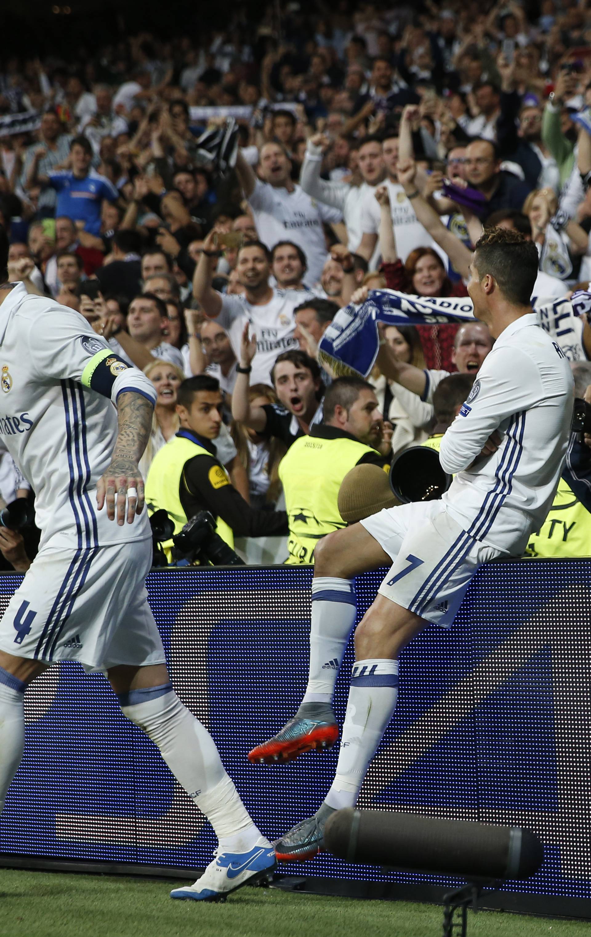 Real Madrid's Cristiano Ronaldo celebrates scoring their second goal