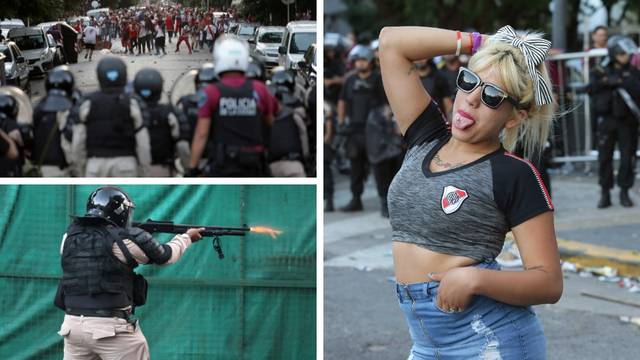 River - Boca ludilo: Policajci pucaju na navijače, ona pozira