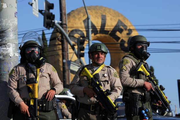 Protest following multiple detentions by Immigration and Customs Enforcement (ICE), in Paramount