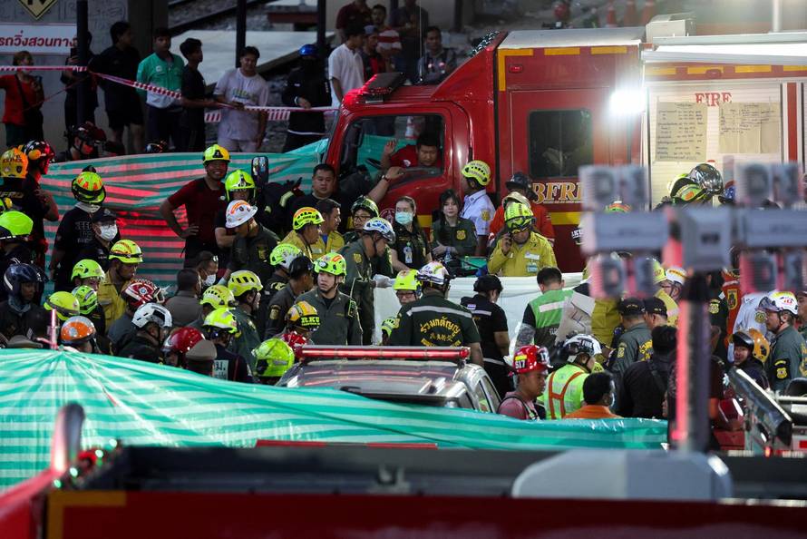 The scene of a multi-vehicle collision, in Bangkok