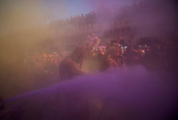 "Lathmar Holi" celebrations in Nandgaon village