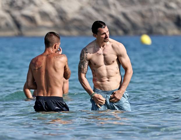 Former football PSG teammates Zlatan Ibrahimovic and Marco Verratti are pictured enjoying summer holidays together in Ibiza.