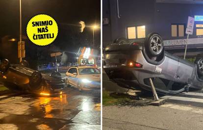 Krš i lom u Sesvetama! Jedan automobilo završio na krovu