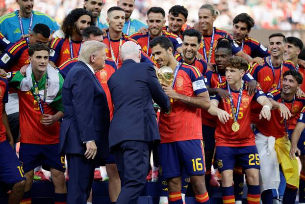 U.S. President Trump attends the FIFA World Cup 2026 Final between Spain and Argentina at New York New Jersey Stadium