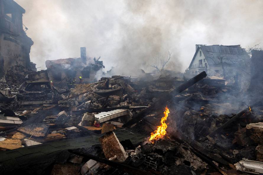 Aftermath of a Russian attack in Kyiv region