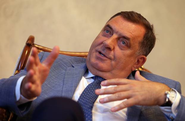 Milorad Dodik, President of the Republika Srpska speaks during an interview with Reuters in his office in Banja Luka