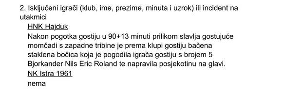 Izvje&scaron;&cacute;e delegata Hajduk Istra