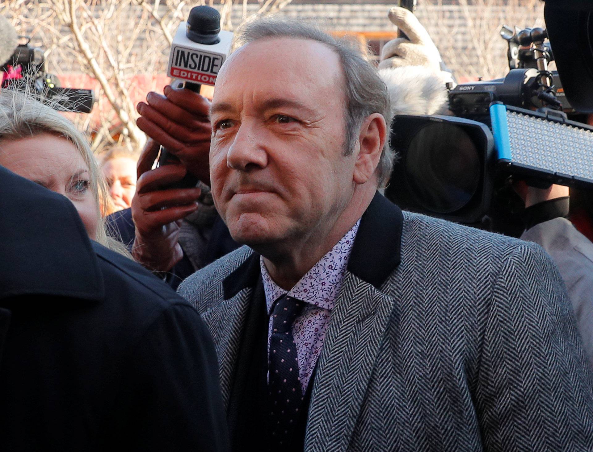 Actor Kevin Spacey arrives to face a sexual assault charge at Nantucket District Court in Nantucket