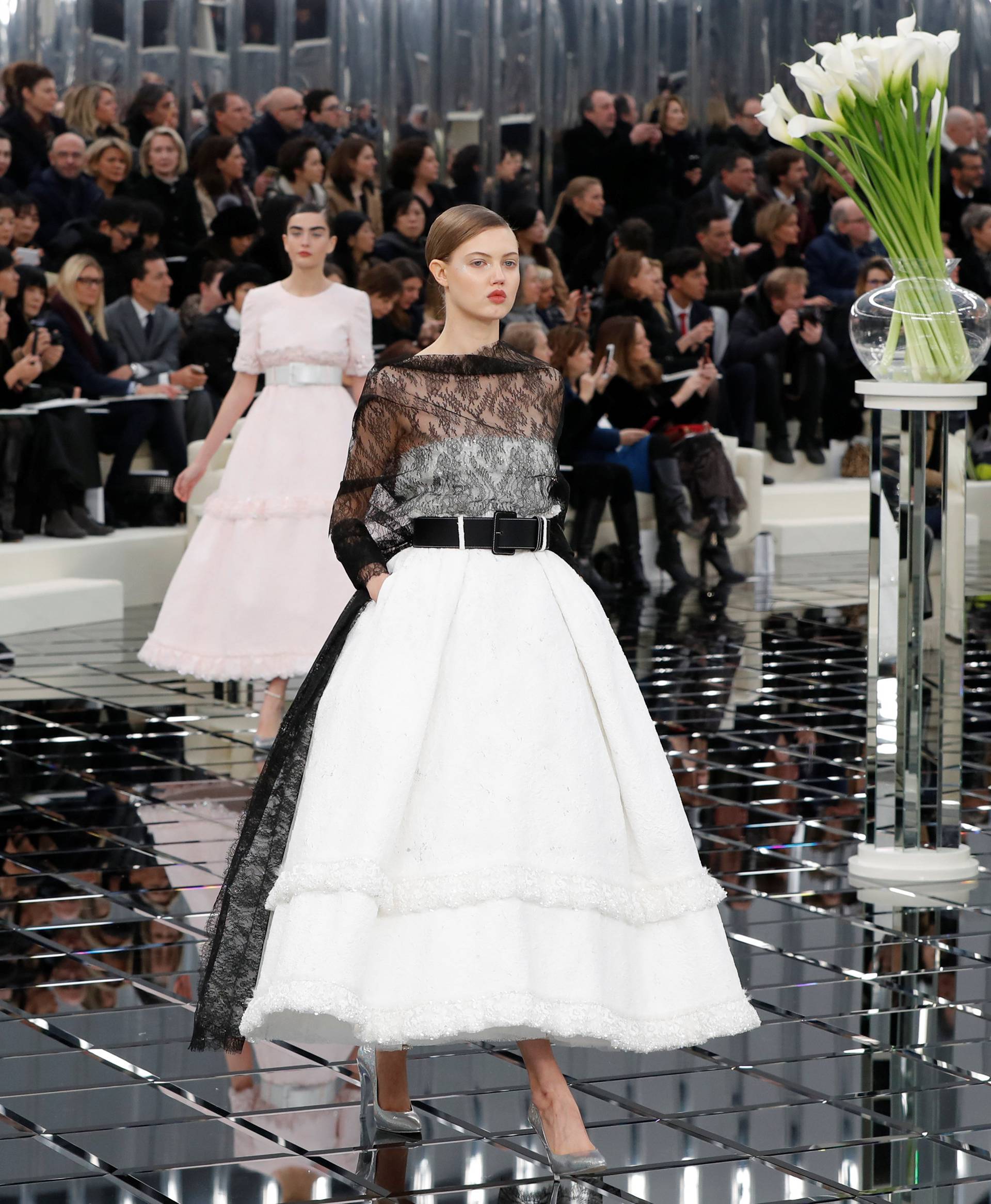 Model Lindsey Wixson presents a creation by German designer Karl Lagerfeld as part of his Haute Couture Spring/Summer 2017 fashion show for Chanel in Paris