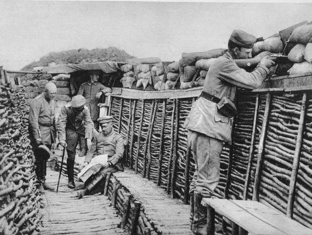 A German trench, World War I, 1915.