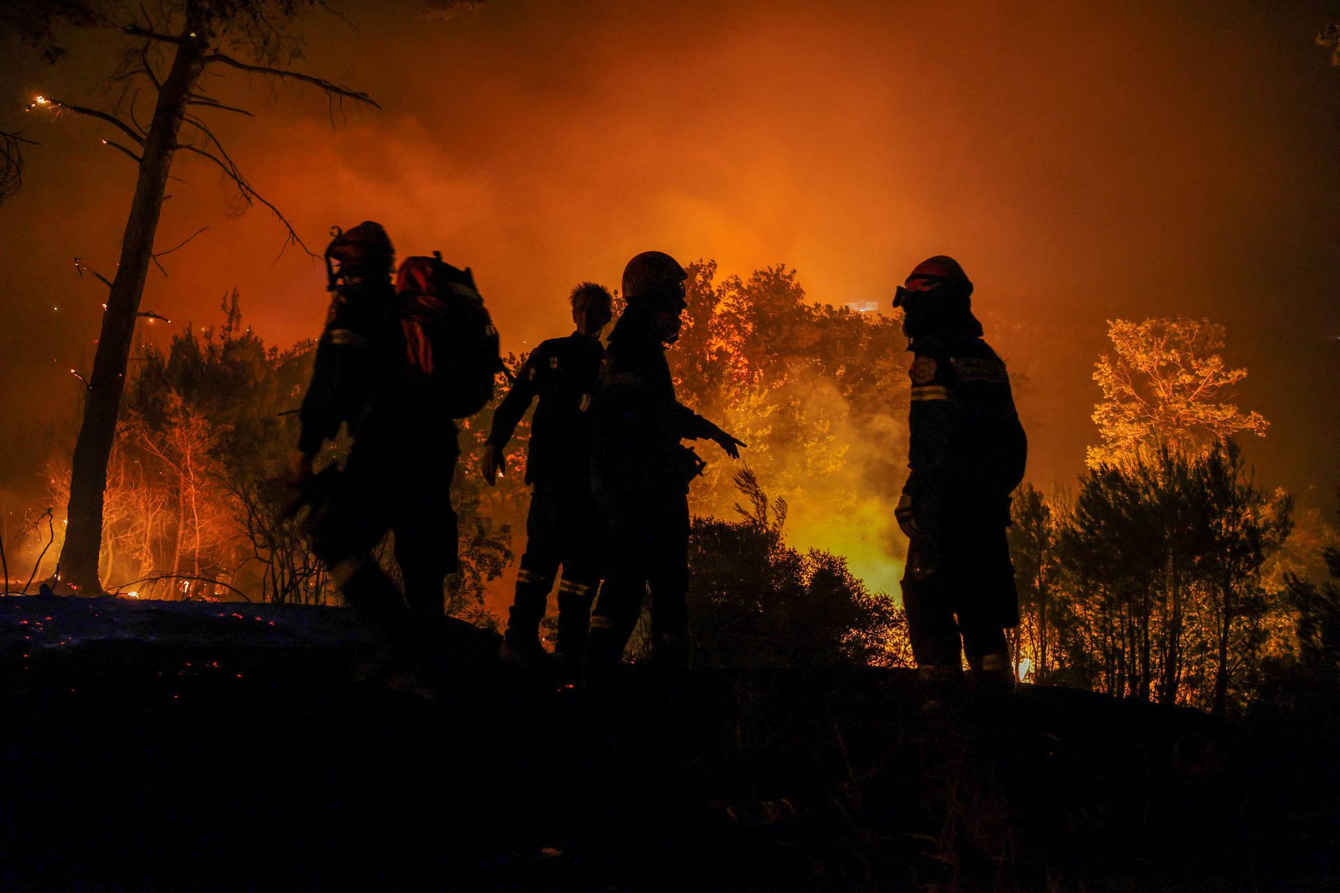 Wildfire burns in Dionysos, near Athens