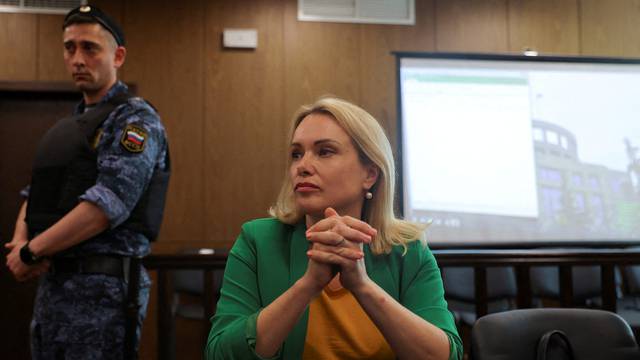 FILE PHOTO: Former Russian state TV employee Marina Ovsyannikova attends a court hearing in Moscow