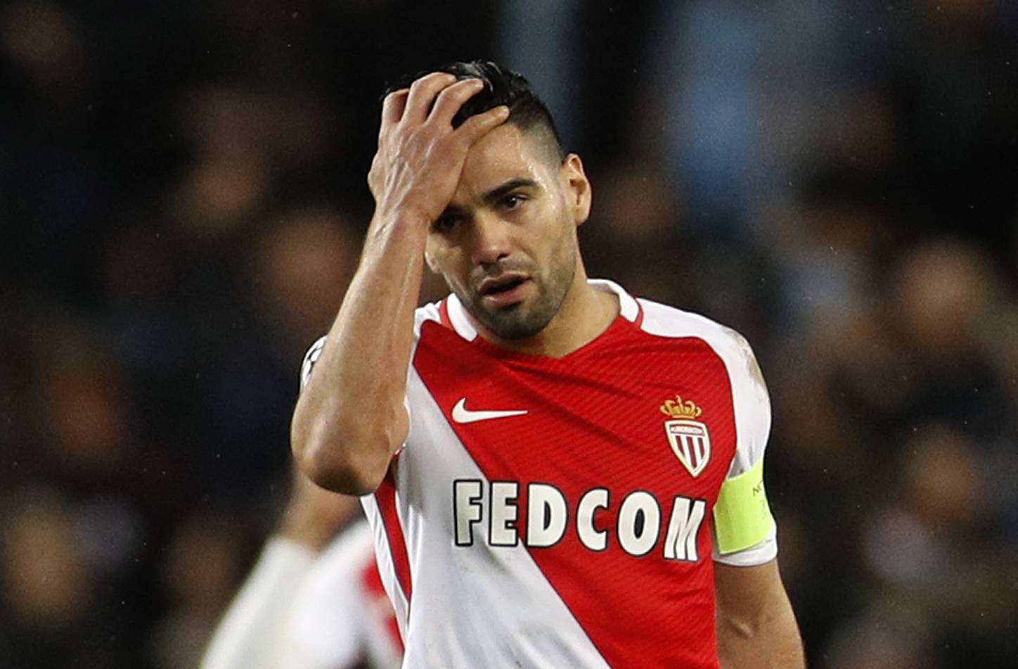 Monaco's Radamel Falcao looks dejected