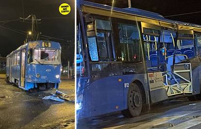 FOTO Jutarnji kaos u Zagrebu: U sudaru autobusa i tramvaja u Dupcu ozlijeđena su dva vozača