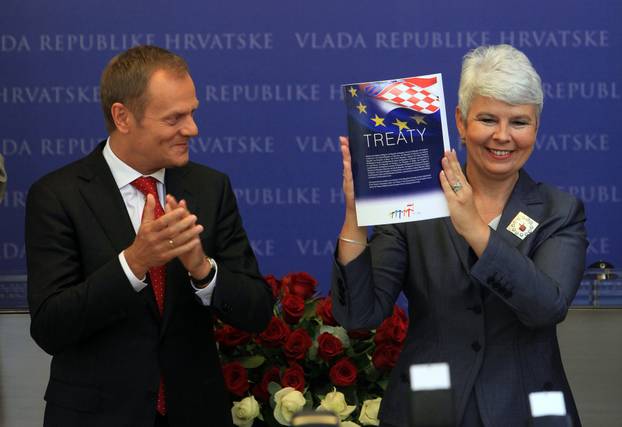 Zagreb: Tusk uru?io Kosor nacrt Ugovora o pristupanju RH Europskoj uniji