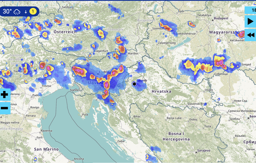 Nagli preokret nakon vrućina: U Sloveniji nevrijeme,  upaljeni meteoalarmi i za Hrvatsku
