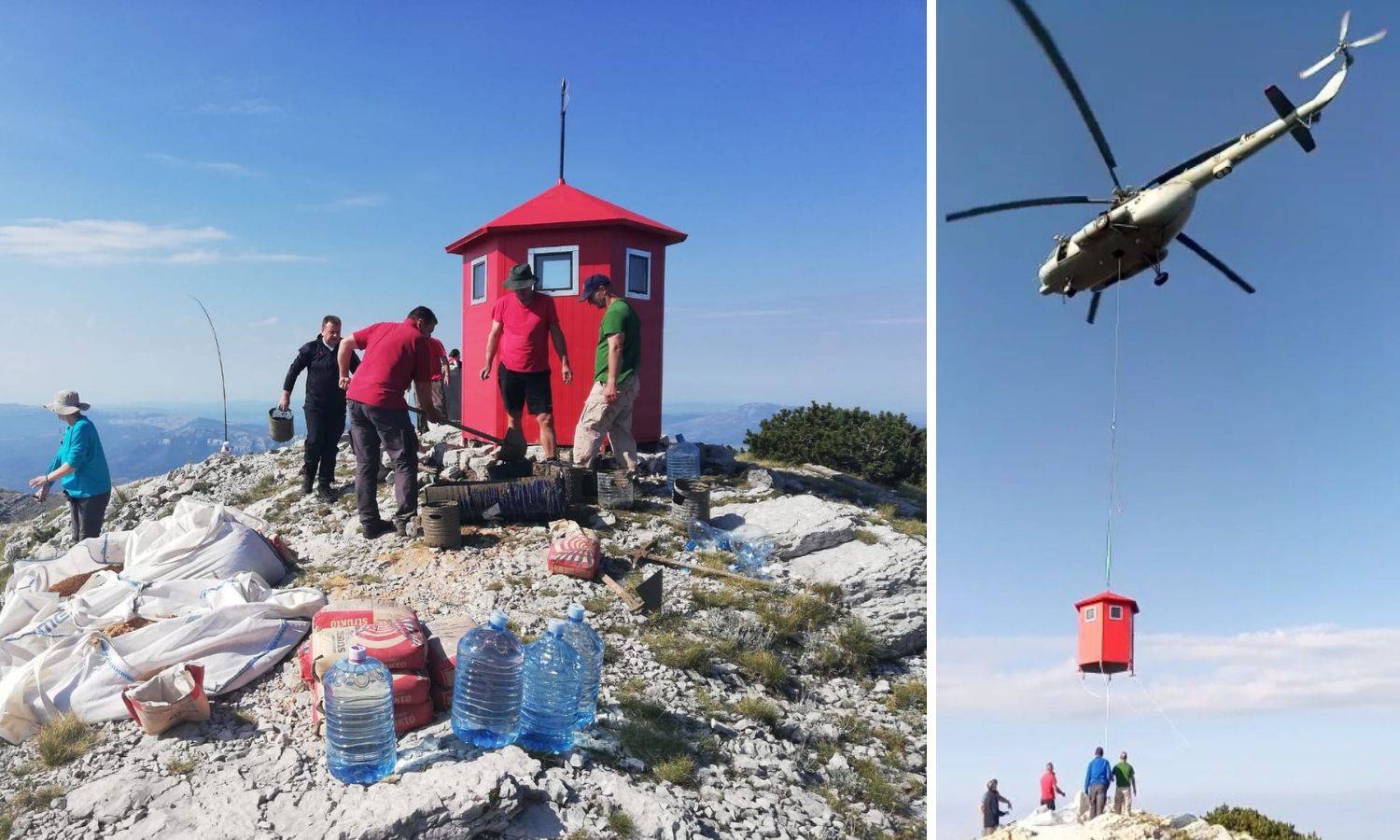 Na najviši vrh u Hrvatskoj su  helikopterom donijeli sklonište